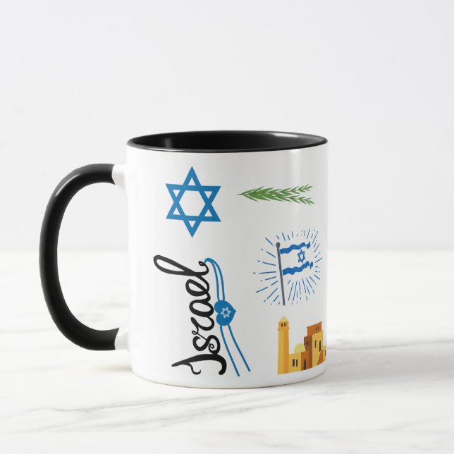 Caneca Israel Themed Coffee Mug, Jerusalem Travel Mug (Esquerda)
