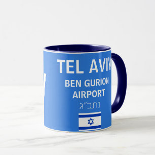 Caneca Israel TLV Ben Gurion Aeroporto Mug