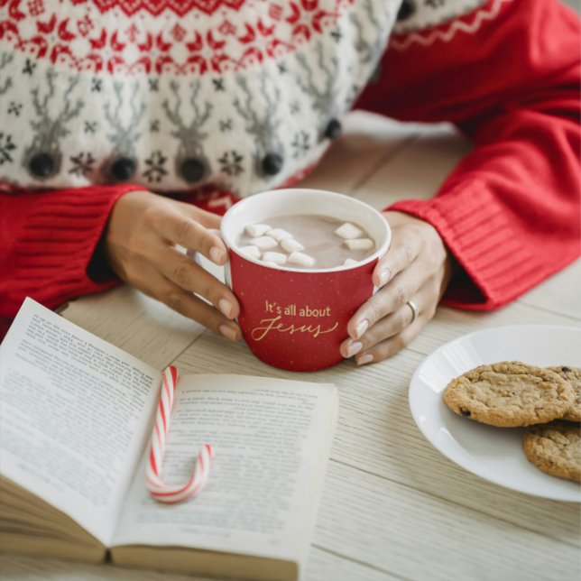 Caneca It’s All About Jesus – Red & Gold Christmas  (Criador carregado)