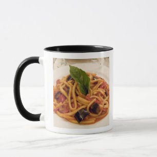 Caneca Itália, Positano. Prato de massa e berinjela.