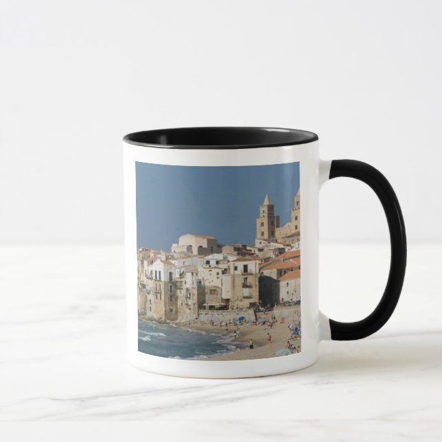 Caneca Itália, Sicília, Cefalu, Cidade View com Duomo de (Direita)