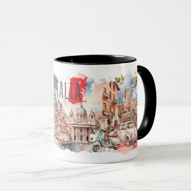 Caneca Italia Travel Mug Italian Lifestyle Gift Rome Art (Frente Esquerda)