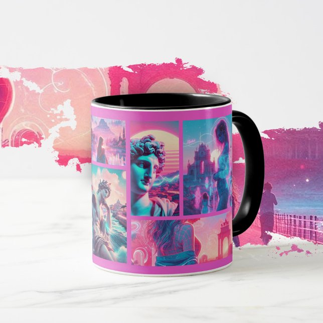 Caneca Italy | Vaporwave Retrowave, Custom photo collage (Criador carregado)