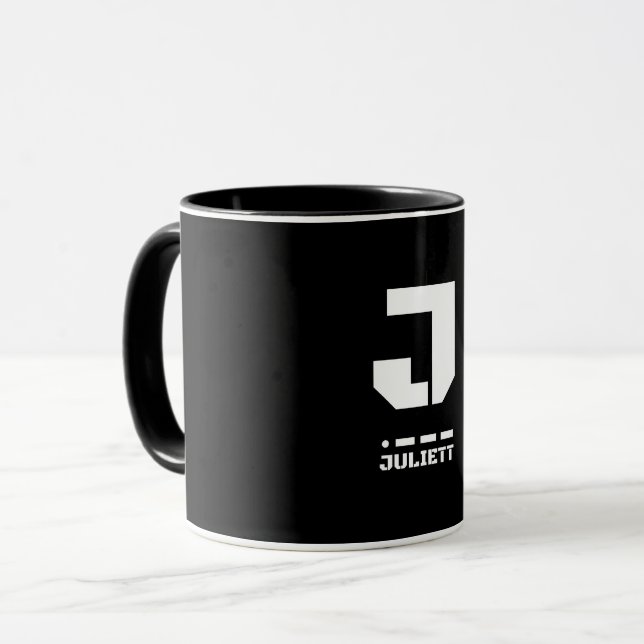 Caneca J(Juliett) Código Telefônico da OTAN Alfabeto e Mo (Frente Esquerda)