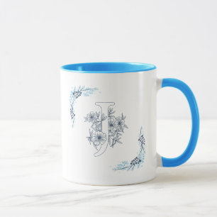 Caneca "J" Monograma Azul Calm Café Floral