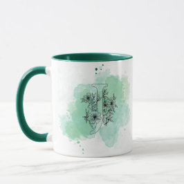 Caneca J Watercolor Monograma Verde Botânico Inicial