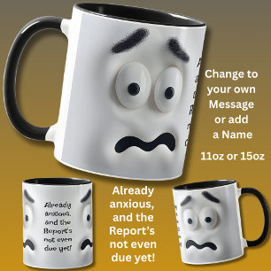 Caneca Já Ansioso! Adicione Mensagem Nome, Rosto Expressi