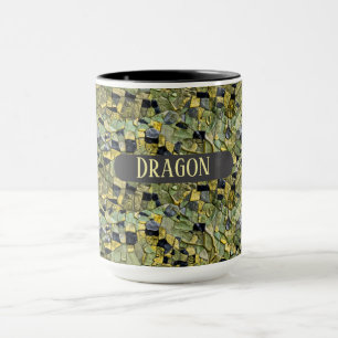 Caneca Jacaré Crocodilo Dragão Nome Verde Amarelo