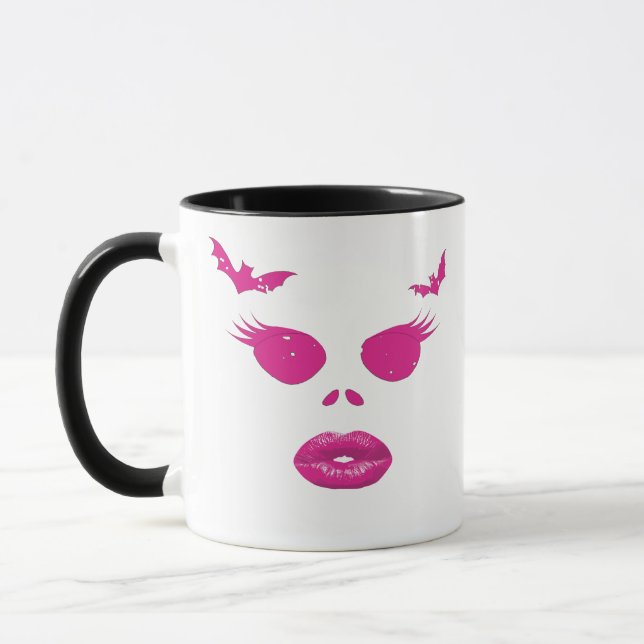 Caneca Jack-o-Lanterna Rosa com Eyelashes Halloween (Esquerda)