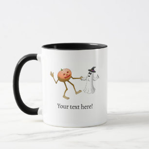 Caneca Jack O'lantern dançando com um belo fantasma