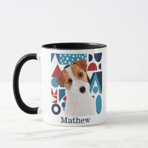 Caneca Jack Russell Terrier Dog Blue e Red Geométrico