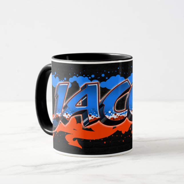 Caneca Jacob Vorname Name Graffiti blue orange Tasse (Frente Esquerda)