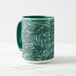 Caneca Jade texturizada e tons cianos verdes