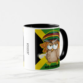 Caneca Jamaica Funny Rasta Smoking Owl Nome Personalizáve