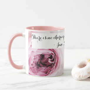 Caneca Jane Austen Emma Livro Citação Rosa Floral Feminin