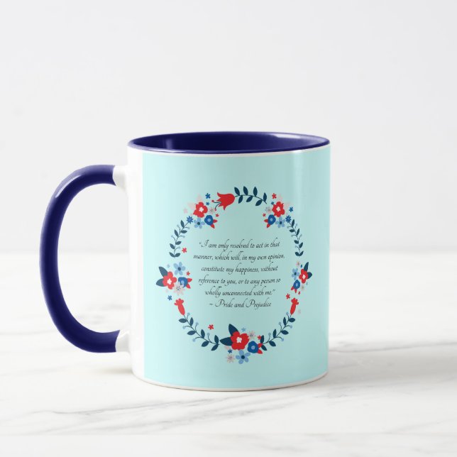 Caneca Jane Austen Happiness Quote, Pride and Prejudice (Esquerda)