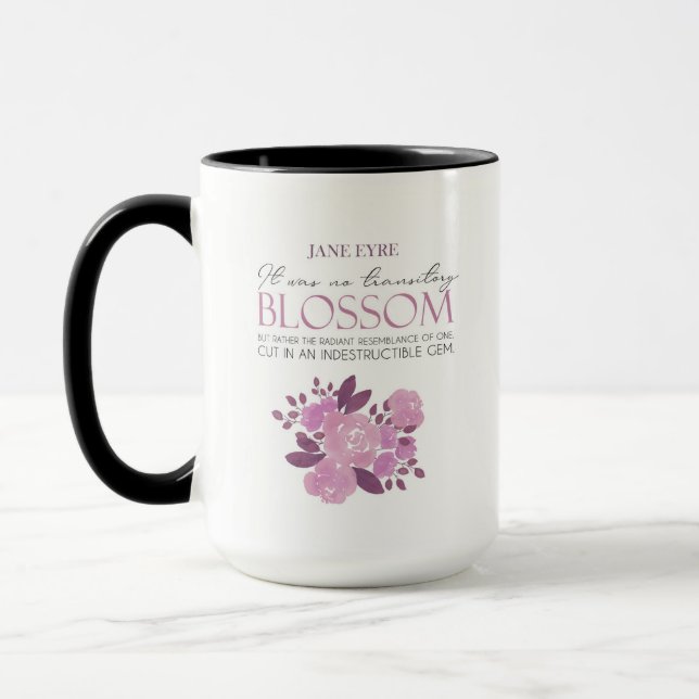 Caneca Jane Eyre - Sem Flor Transitório - Rosas Rosa (Esquerda)