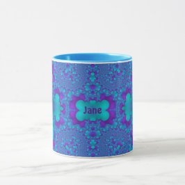Caneca JANE ~ Zany 3D Fractal ~ Blue and Purple Mug