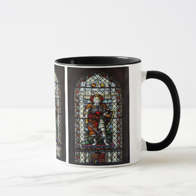 Caneca Janela de vitral de St George - monograma (Direita)
