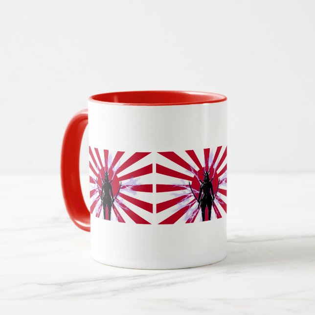 Caneca Japanese Flag & Rising Sun Samurai Warrior (Frente Esquerda)