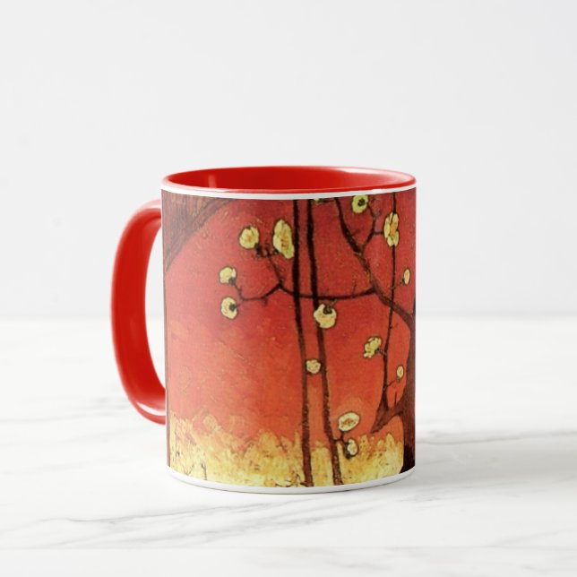 Caneca Japonismo: Flor de Plum Tree por Vincent van Gogh (Frente Esquerda)