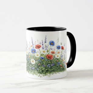 Caneca jardim botânico de flores de prado silvestre