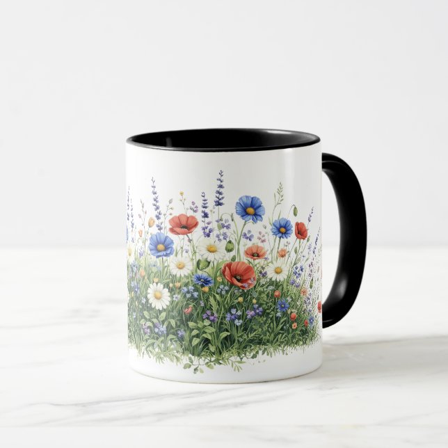 Caneca jardim botânico de flores de prado silvestre (Frente Esquerda)
