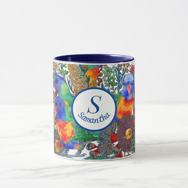 Caneca Jardim Botânico Personalizado de Lorikeet Arco-íri (Centro)