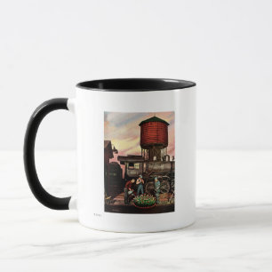 Caneca Jardim da jarda do trem por Stevan Dohanos