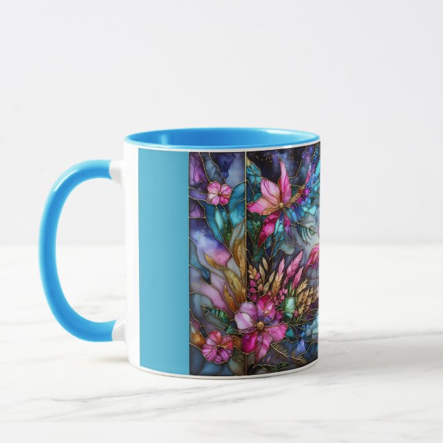 Caneca Jardim da Lua do Flamingo de Vidro Colorido (Esquerda)