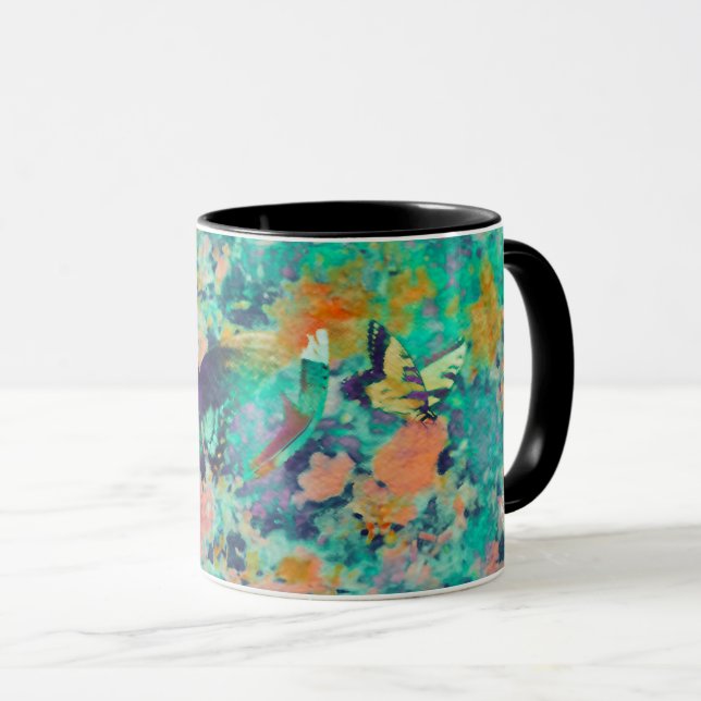 Caneca Jardim de Borboletas & uma Pena (Frente Esquerda)