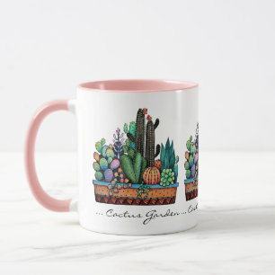 Caneca Jardim De Cactus Caquetado Em Pote