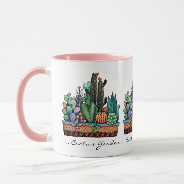Caneca Jardim De Cactus Caquetado Em Pote (Esquerda)