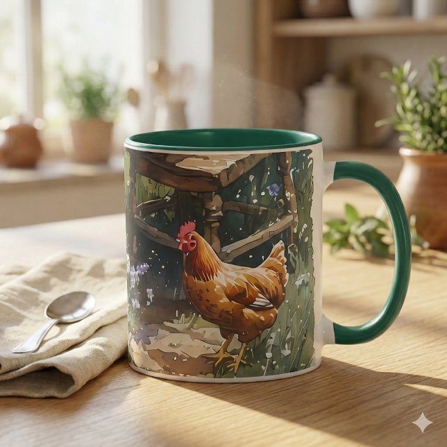 Caneca Jardim de Cottage Chá da Manhã Aquarela (Cottage Garden Tea Morning Watercolor Mug Mockup 1)