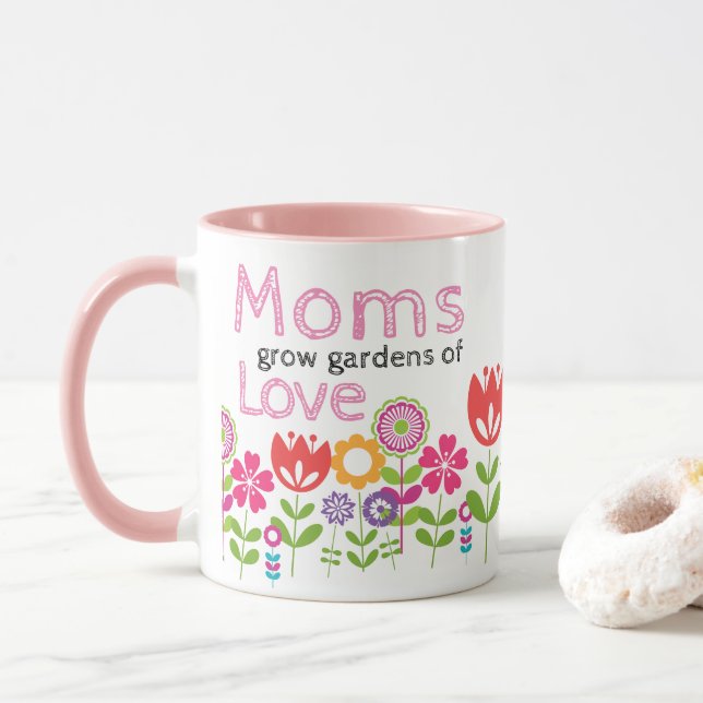 Caneca Jardim de Dia de as mães de Amor (Com Donut)