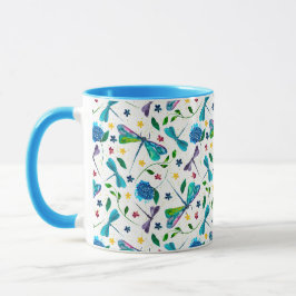 Caneca Jardim de Dragonfly de Aquarela em Cor Branca Pers