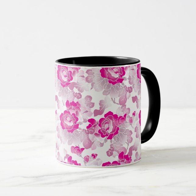 Caneca Jardim de Flores Rosa (Frente Esquerda)