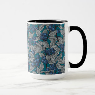 Caneca Jardim de mirtilo, azul e cinzas