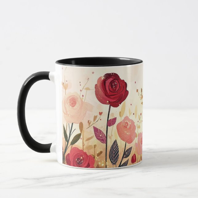 Caneca jardim de rosas caprichosas  (Esquerda)