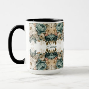 Caneca Jardim de Rosas da Primavera Personalizado Vintage