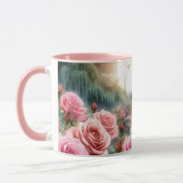 Caneca Jardim de Rosas Parisiense Torre Eiffel Rosa