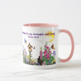Caneca Jardim de Verão com mensagem de Bíblia.