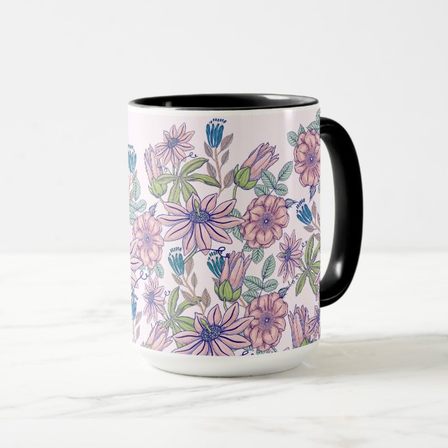 Caneca Jardim dos Sonhos Florais de Pastel (Frente Esquerda)