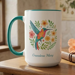 Caneca Jardim Floral de Beija-flor Arte Botânica