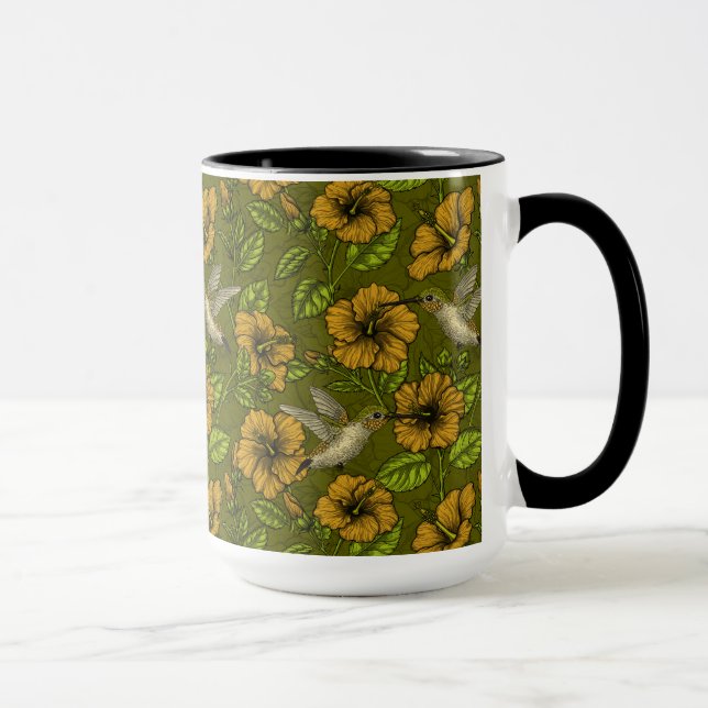 Caneca Jardim tropical amarelo e verde (Direita)