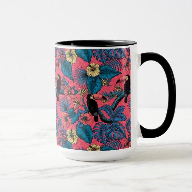 Caneca Jardim tucano em vermelho e azul (Direita)