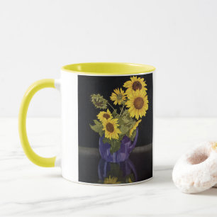 Caneca Jardim Vintage de Verão - Girassóis em um Vaso