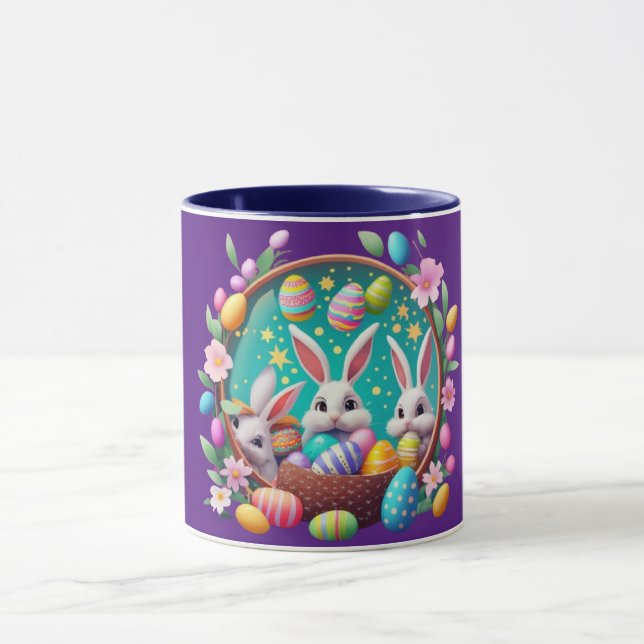 Caneca jarra con un lindo conejo de pascua. (Centro)