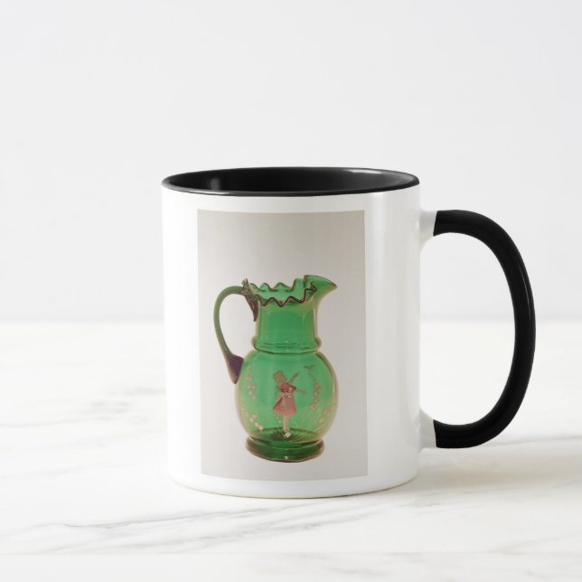 Caneca Jarro verde de Mary Gregory com esmalte ateado (Direita)