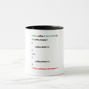 Caneca JavaScript Mug. Sou um desenvolvedor de software.